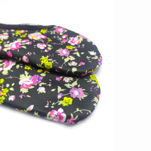 Womens Yellow Floral Printed No Show Socks